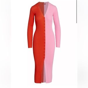 STAUD Shoko 2 tone dress pink/red size M